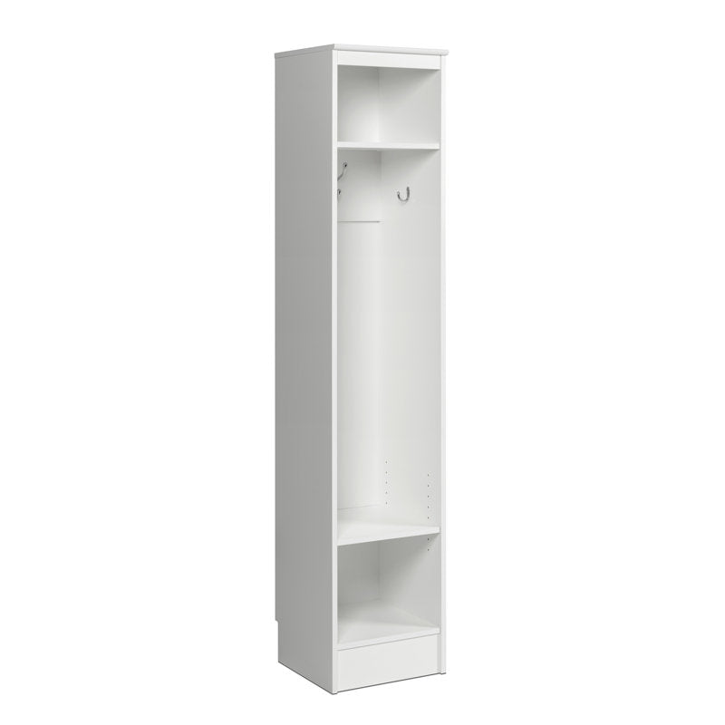 Minimalist White Hall Tree Entryway Organizer With Hooks And Shoe Storage