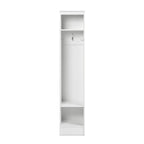 Minimalist White Hall Tree Entryway Organizer With Hooks And Shoe Storage