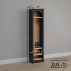 Narrow Hall Tree Entryway Organizer With Hooks and Shoe Storage