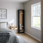 Narrow Hall Tree Entryway Organizer With Hooks and Shoe Storage