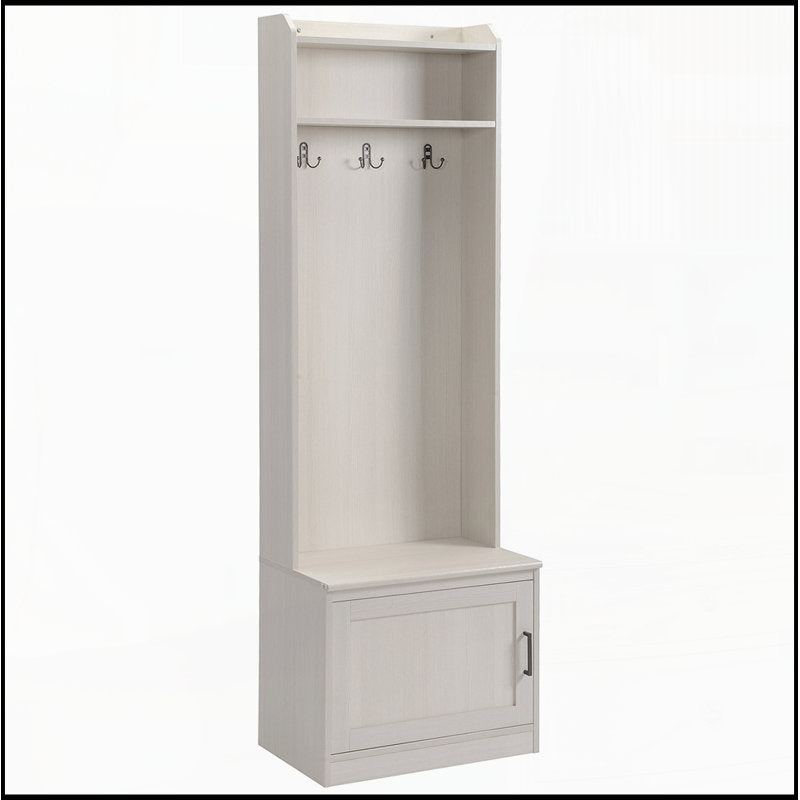 Entryway Hall Tree With Top Shelf Hooks and Storage Cabinet