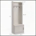 Entryway Hall Tree With Top Shelf Hooks and Storage Cabinet