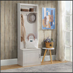 Entryway Hall Tree With Top Shelf Hooks and Storage Cabinet