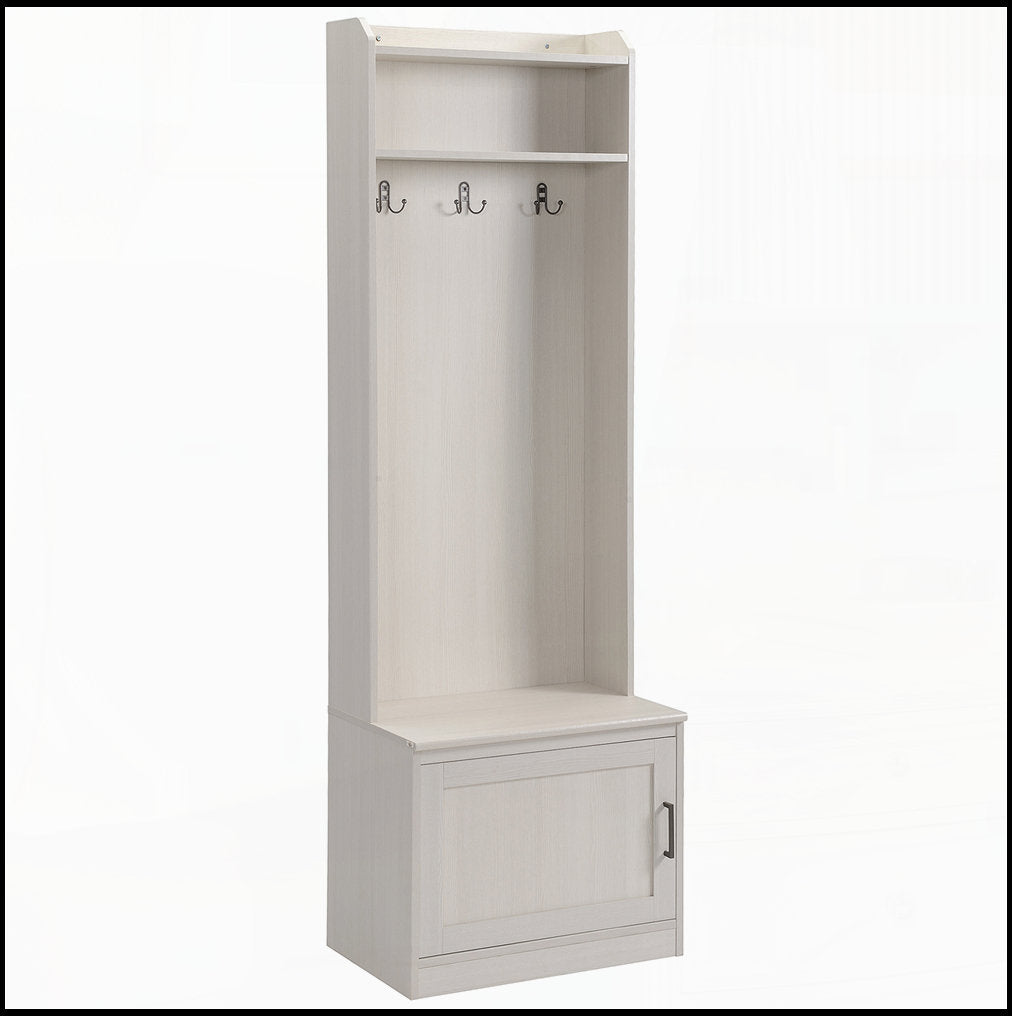 Entryway Hall Tree With Top Shelf Hooks and Storage Cabinet