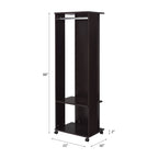 Black Hall Tree Organizer With Clothing Rod and Rolling Wheels