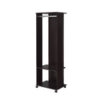 Black Hall Tree Organizer With Clothing Rod and Rolling Wheels