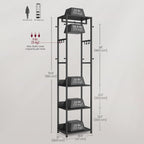 Industrial Metal Hall Tree With Garment Rod Hooks and Storage Shelves
