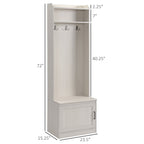 White Hall Tree Entryway Organizer With Hooks Shelf and Storage Bench