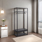 Modern Hall Tree With Hanging Rod and Bottom Storage Shelf