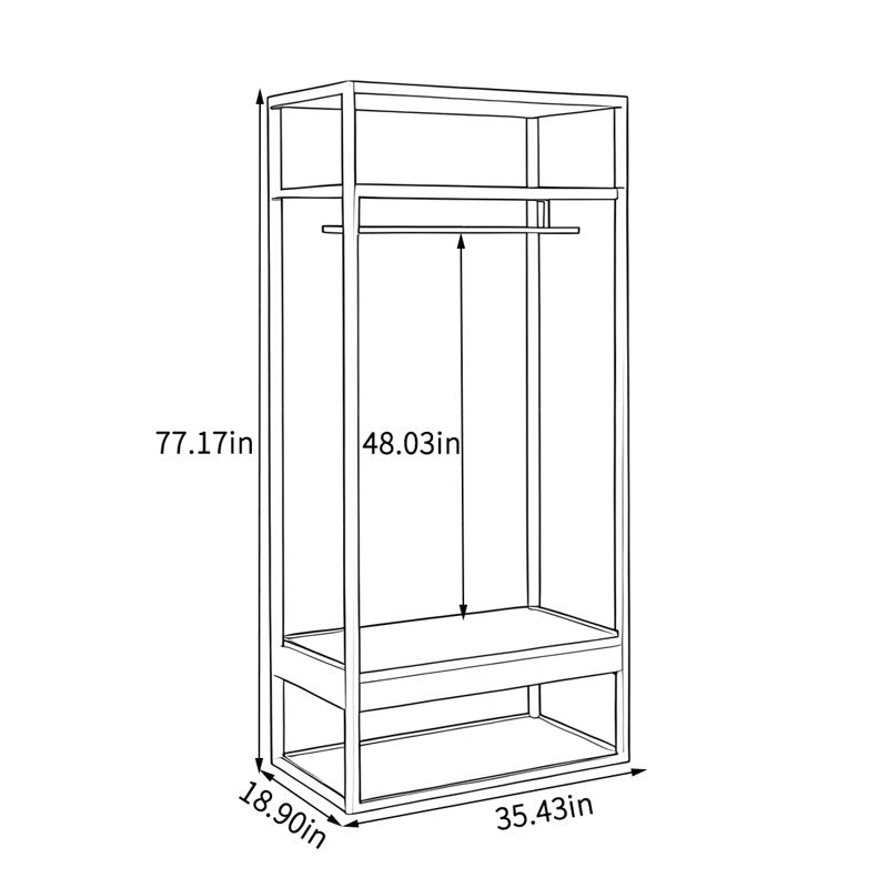 Modern Hall Tree With Hanging Rod and Bottom Storage Shelf