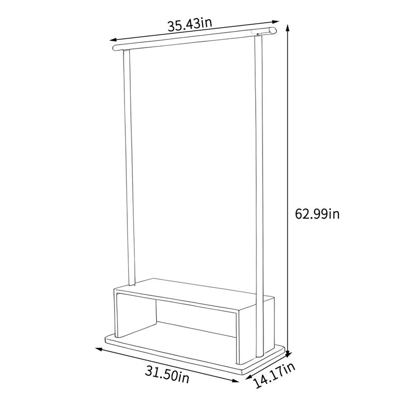Modern Wooden Hall Tree With Garment Rod and Bottom Storage Shelf