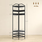 Corner Hall Tree Coat Rack With Top Shelf and Storage Shelves
