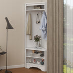 Entryway Corner Hall Tree With Top Shelf Hooks and Storage Rack