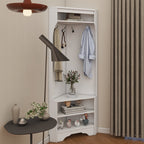 Entryway Corner Hall Tree With Top Shelf Hooks and Storage Rack