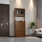 Modern Wood Hall Tree Entryway Organizer With Hooks and Storage Drawers