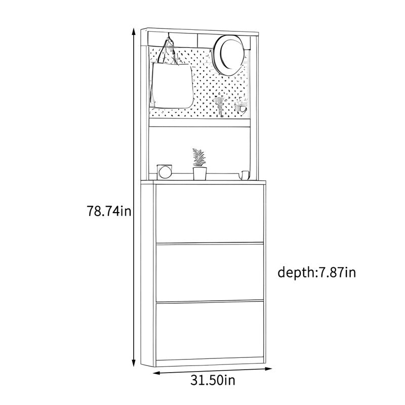 Modern Wood Hall Tree Entryway Organizer With Hooks and Storage Drawers
