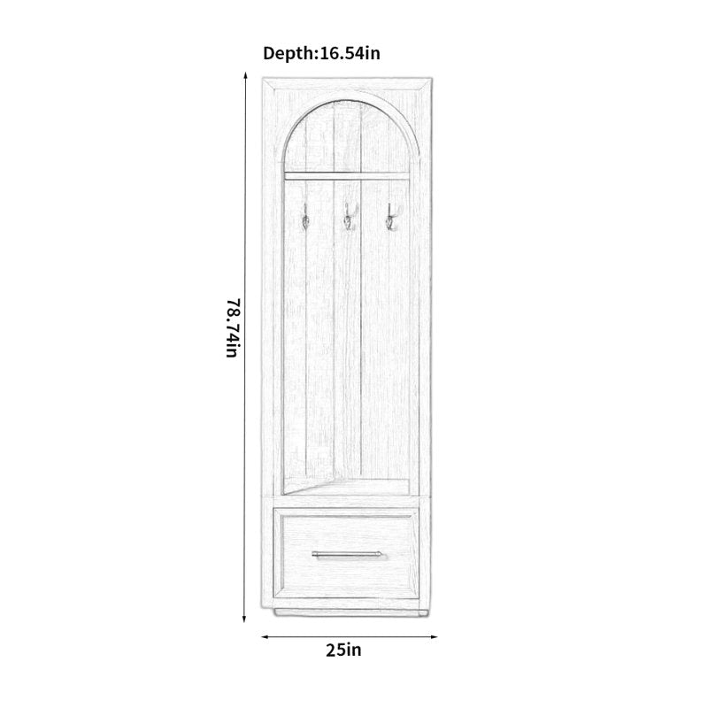 Modern Hall Tree Entryway Organizer With Coat Hooks and Drawer Storage
