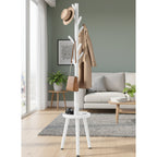 Minimalist White Hall Tree Coat Rack With Multi Hook Design