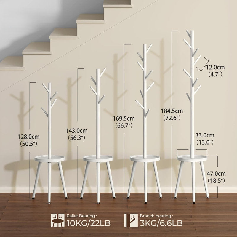 Minimalist White Hall Tree Coat Rack With Multi Hook Design