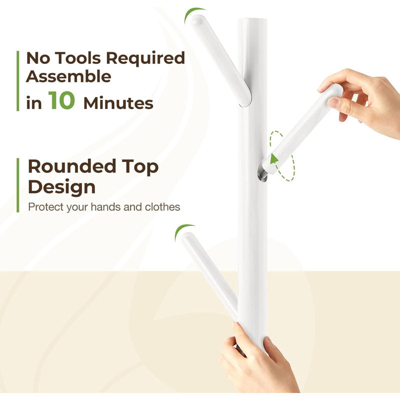 Minimalist White Hall Tree Coat Rack With Multi Hook Design