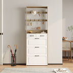 Entryway Hall Tree With Coat Hooks and Multi Drawer Cabinet