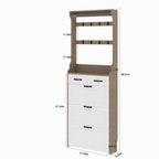 Entryway Hall Tree With Coat Hooks and Multi Drawer Cabinet
