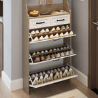 Entryway Hall Tree With Coat Hooks and Multi Drawer Cabinet