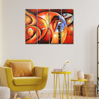 Hindu Lord Ganesha Wall Painting of 4 Pieces