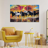 Running Seven Horses Canvas Wall Painting 5 Pieces