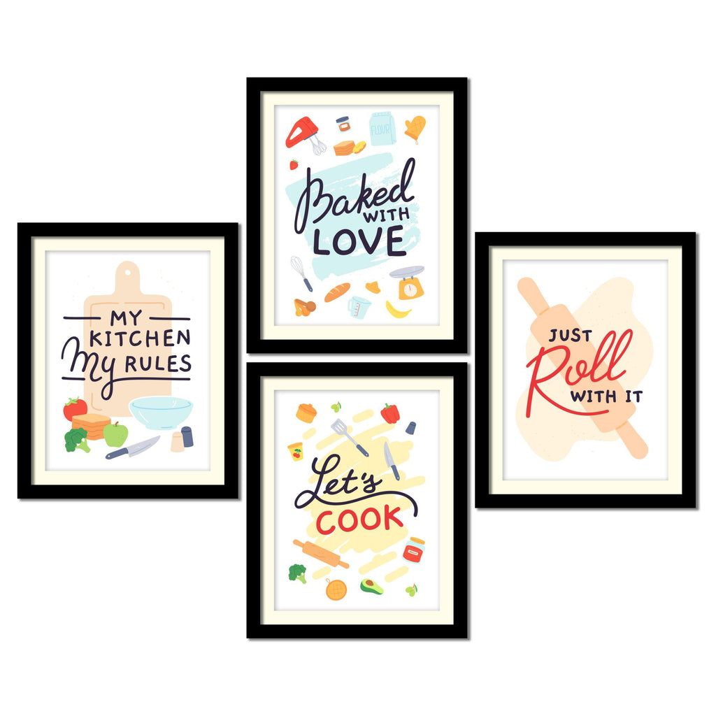 Kitchen Quotes Premium Wall Frame Set of Four