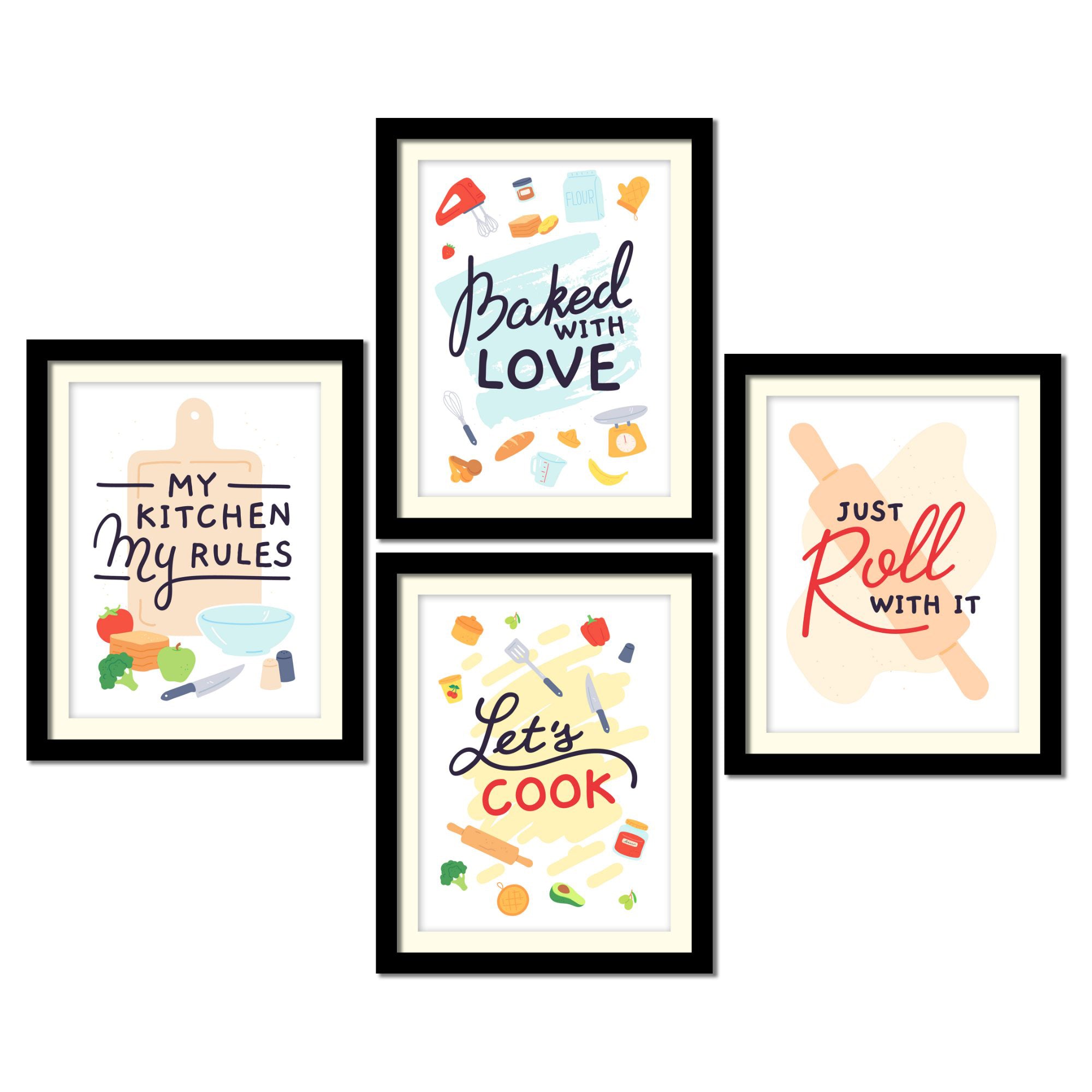 Kitchen Quotes Premium Wall Frame Set of Four