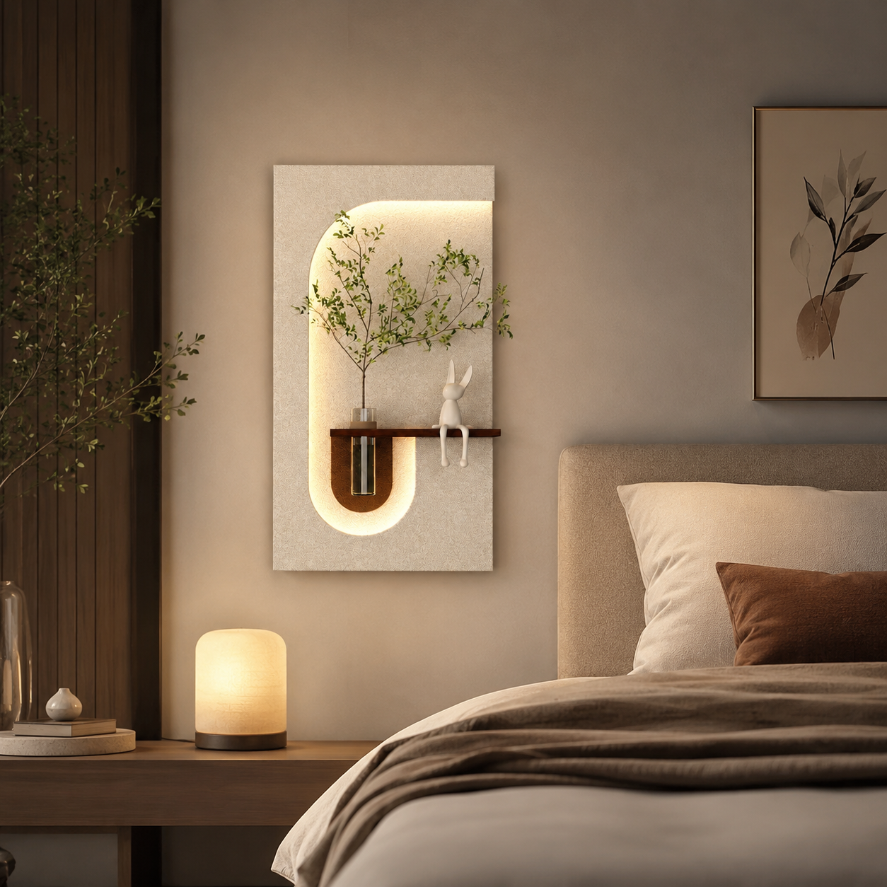 Elegant Decorative LED Light Wall Panel with Planter for Home & Office Spaces