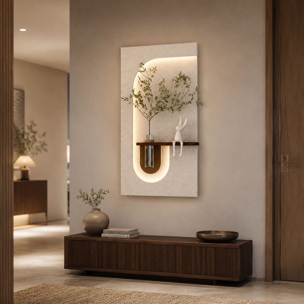 Elegant Decorative LED Light Wall Panel with Planter for Home & Office Spaces