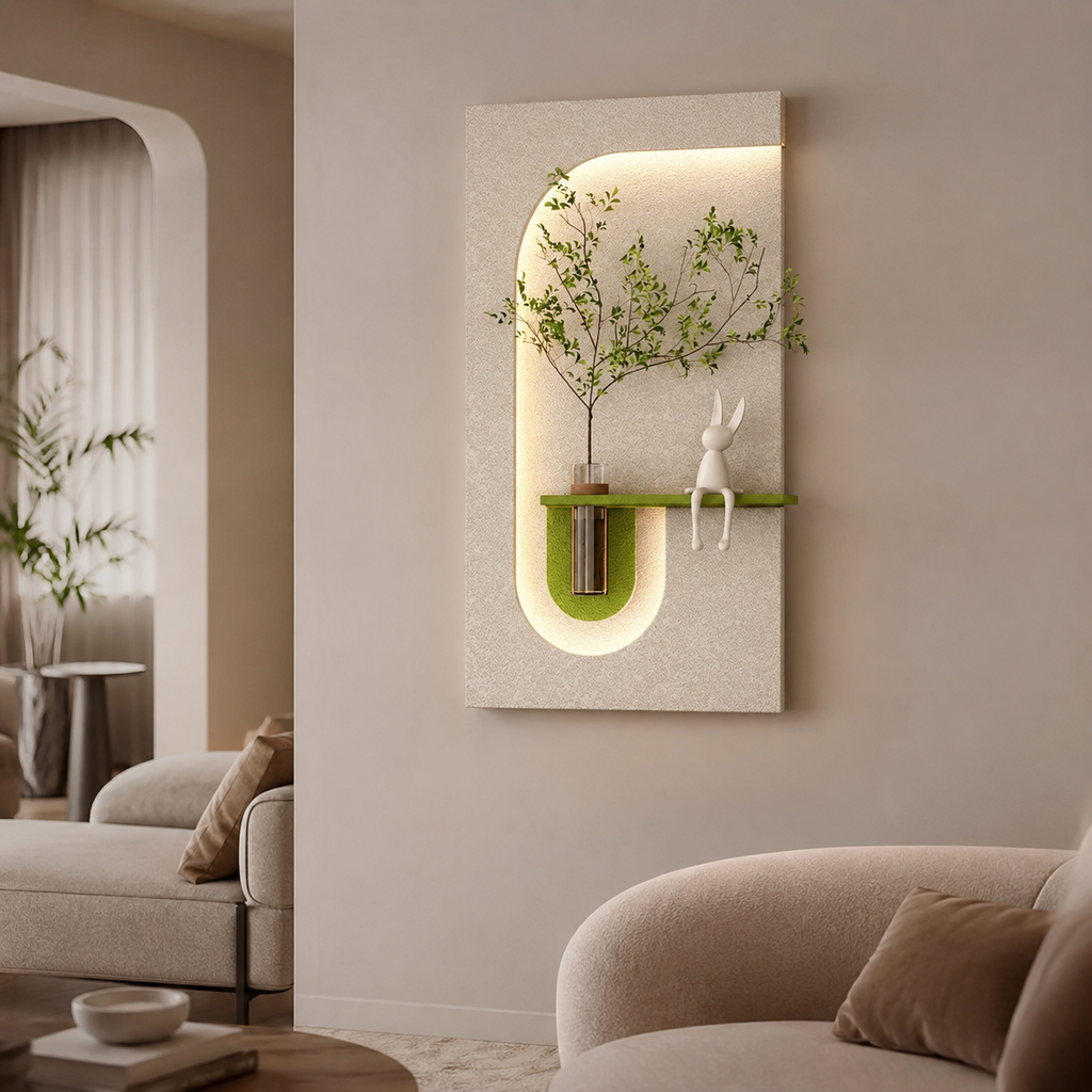 Elegant Decorative LED Light Wall Panel with Planter for Home & Office Spaces