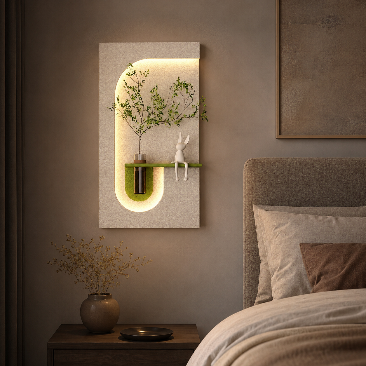 Elegant Decorative LED Light Wall Panel with Planter for Home & Office Spaces