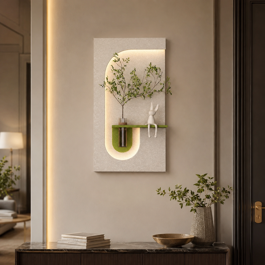 Elegant Decorative LED Light Wall Panel with Planter for Home & Office Spaces