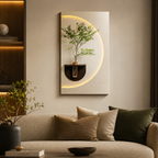 Modish Circular Glow LED Light Wall Panel with Planter for Home & Office Spaces