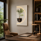 Modish Circular Glow LED Light Wall Panel with Planter for Home & Office Spaces