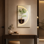 Modish Circular Glow LED Light Wall Panel with Planter for Home & Office Spaces