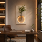 Classic Harmony Circular Glow LED Light Wall Panel with Planter for Home & Office Spaces