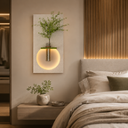 Classic Harmony Circular Glow LED Light Wall Panel with Planter for Home & Office Spaces