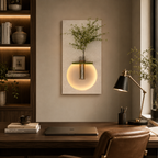 Classic Harmony Circular Glow LED Light Wall Panel with Planter for Home & Office Spaces