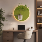 Contemporary Grace Circular Glow LED Light Wall Panel with Planter for Home & Office Spaces