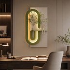 Modern Wall Art Panel with LED Lights & Planter for Home & Office Spaces