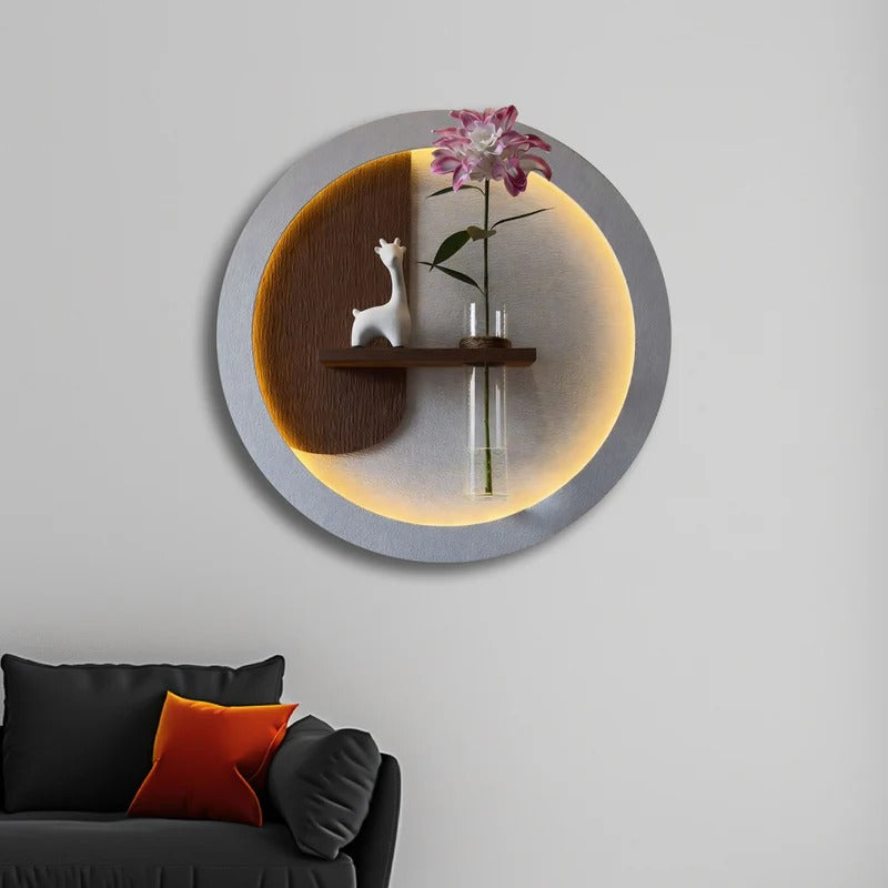Designer LED Wall Art Panel with Floating Vase Holder