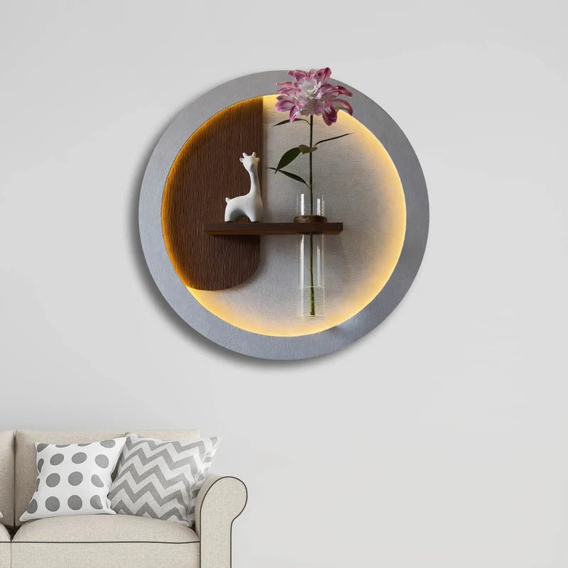 Designer LED Wall Art Panel with Floating Vase Holder