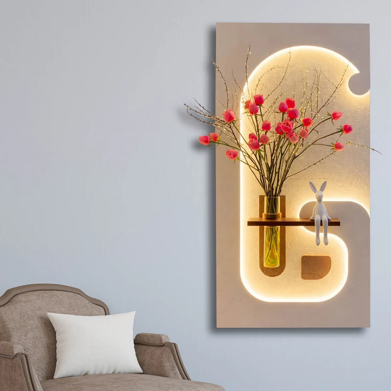 Modern LED Wall Decor with Vase Holder Decor