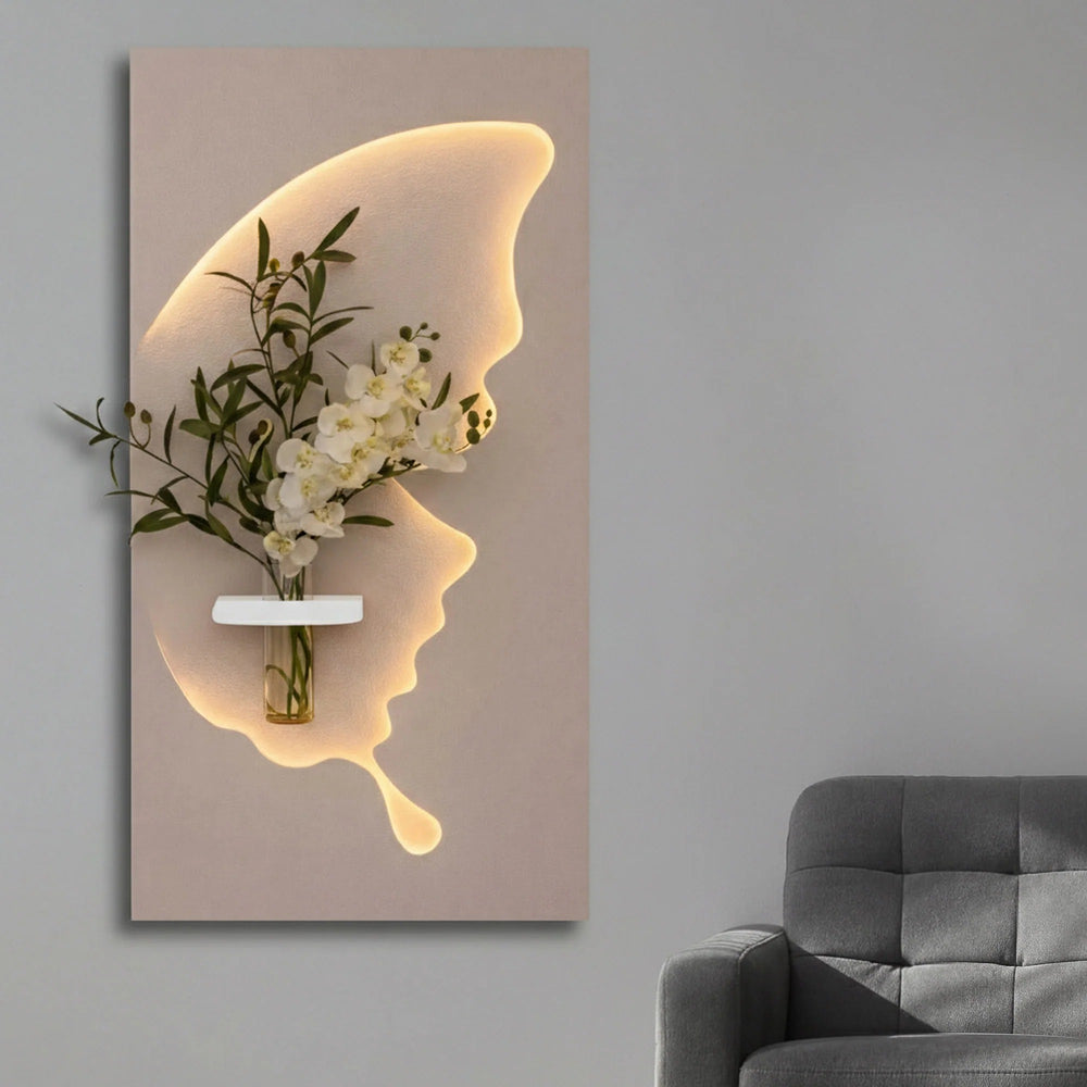 Designer Light Form Wall Art with Floral Insert