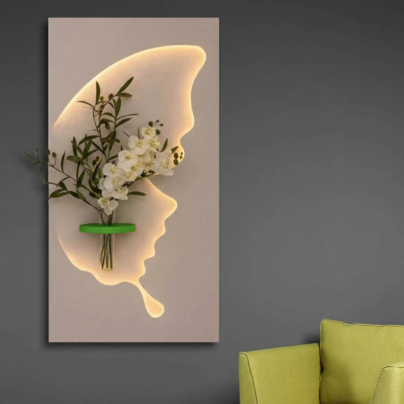 Designer Light Form Wall Art with Floral Insert