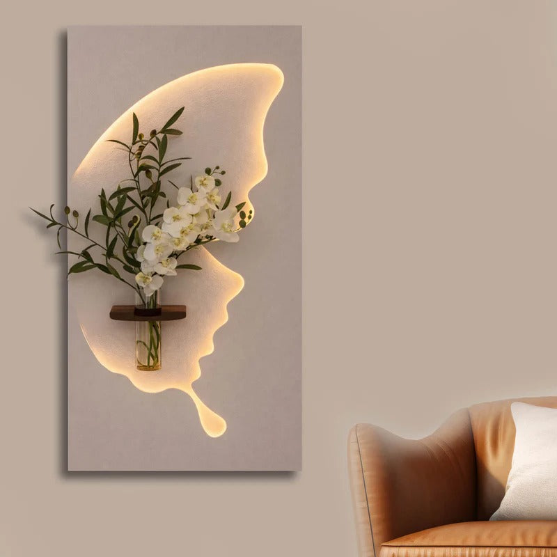 Designer Light Form Wall Art with Floral Insert